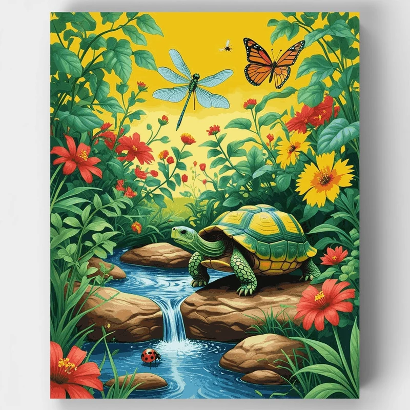 Garden Turtle Paradise - Paint by Numbers Kit