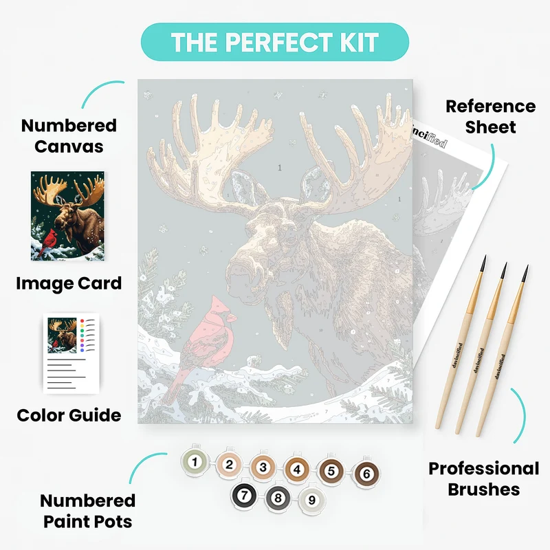 Majestic Moose in Winter Wonderland - Paint by Numbers Kit