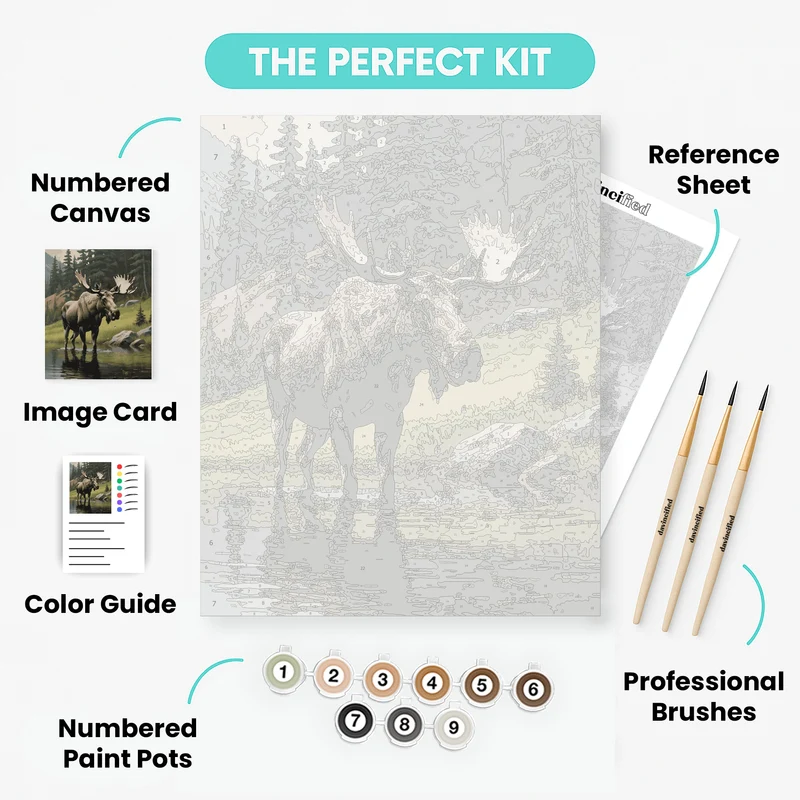 Majestic Bull Moose in Alpine Wilderness - Paint by Numbers Kit