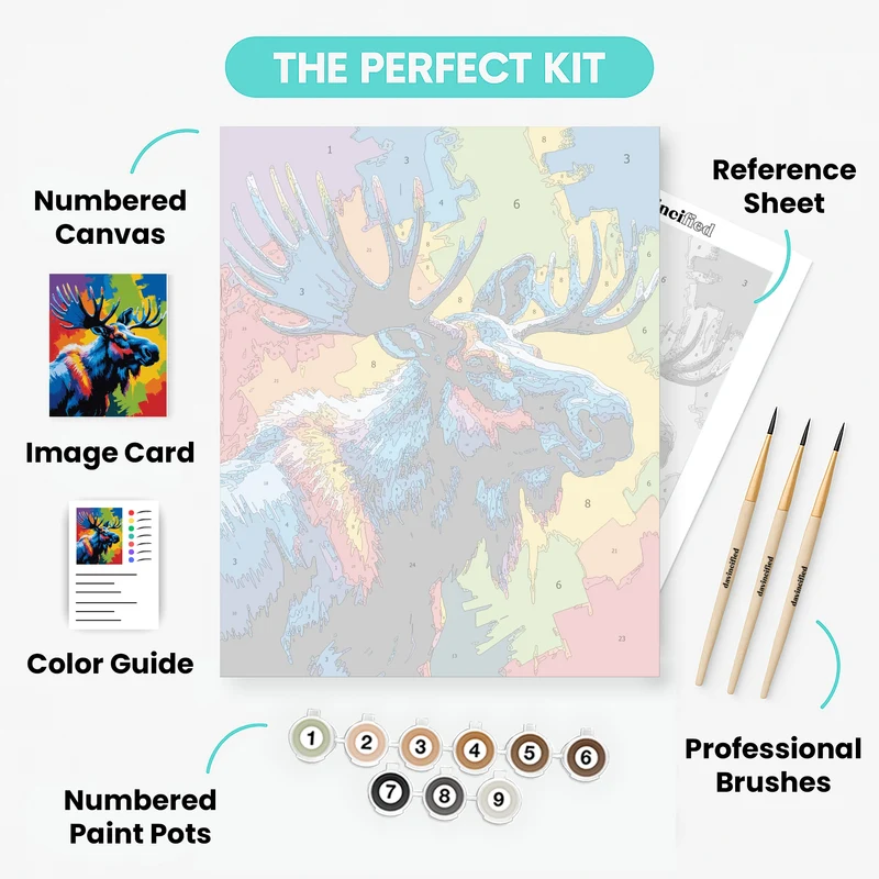Colorful Moose - Paint by Numbers Kit