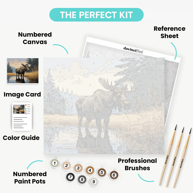 Majestic Moose in Wilderness Lake - Paint by Numbers Kit