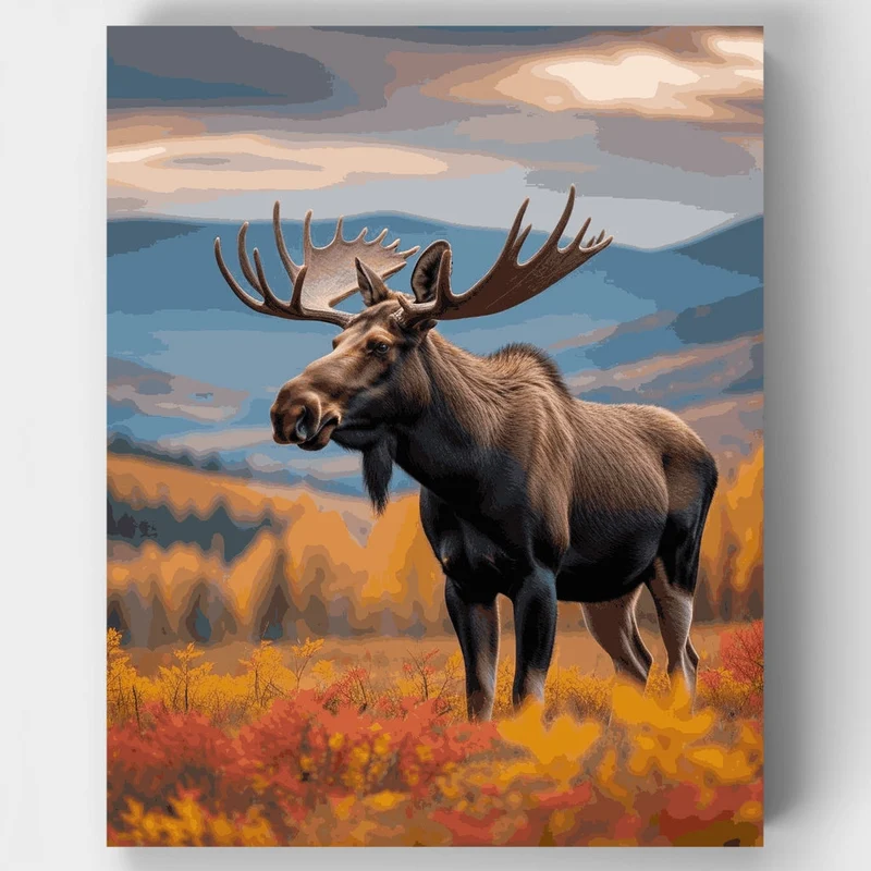 Majestic Moose in Autumn Wilderness - Paint by Numbers Kit
