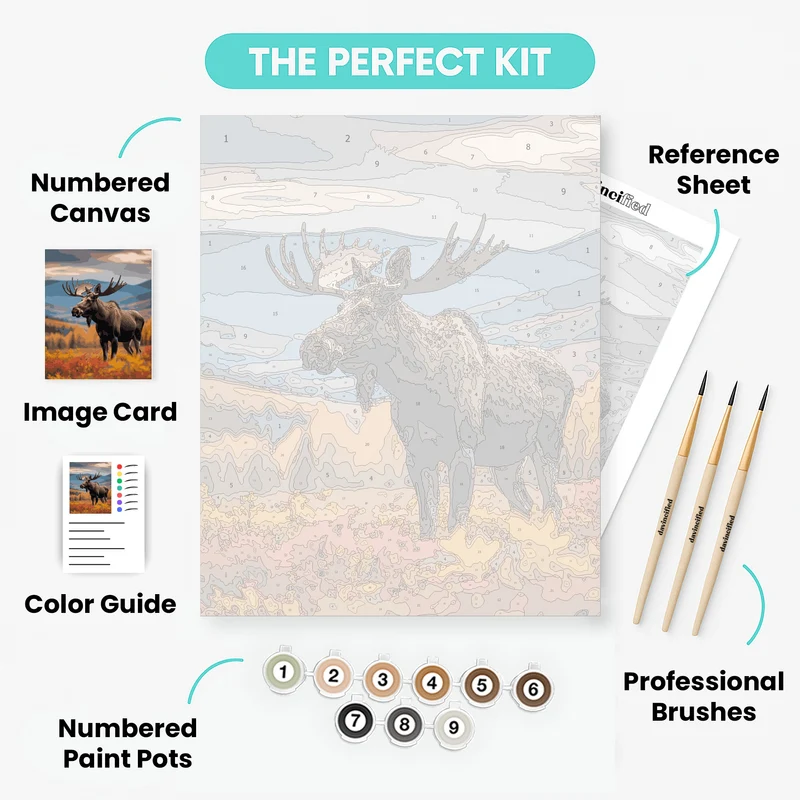 Majestic Moose in Autumn Wilderness - Paint by Numbers Kit
