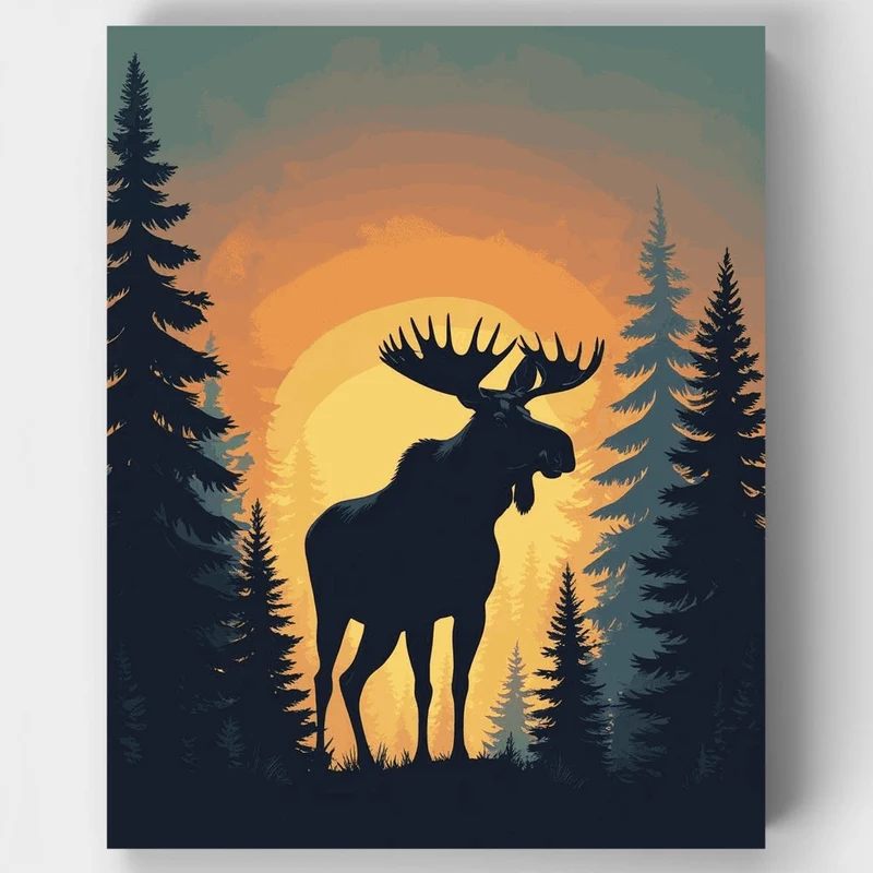 Majestic Moose at Sunset - Paint by Numbers Kit