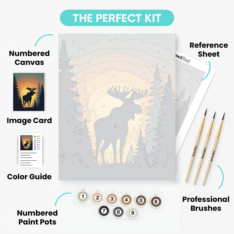 Majestic Moose at Sunset - Paint by Numbers Kit