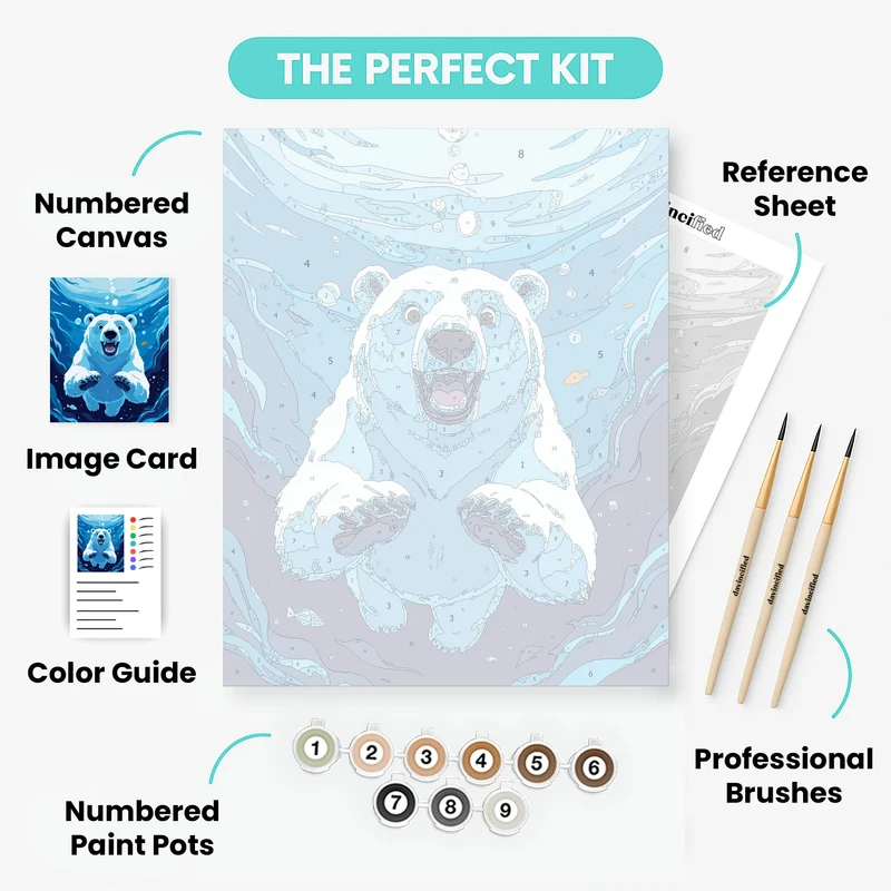 Polar Bear Underwater Adventure - Paint by Numbers Kit