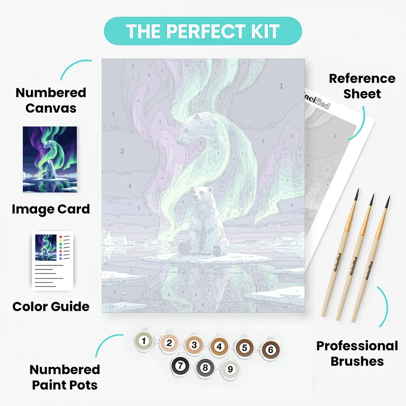 Polar Bear Aurora Spirit - Paint by Numbers Kit