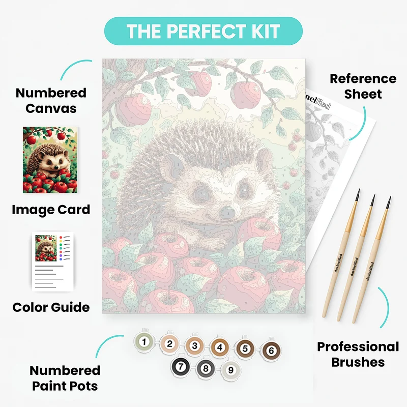 Hedgehog with Apples - Paint by Numbers Kit