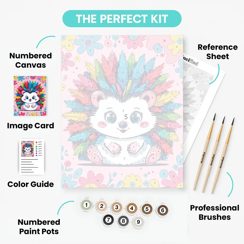 Rainbow Hedgehog - Paint by Numbers Kit