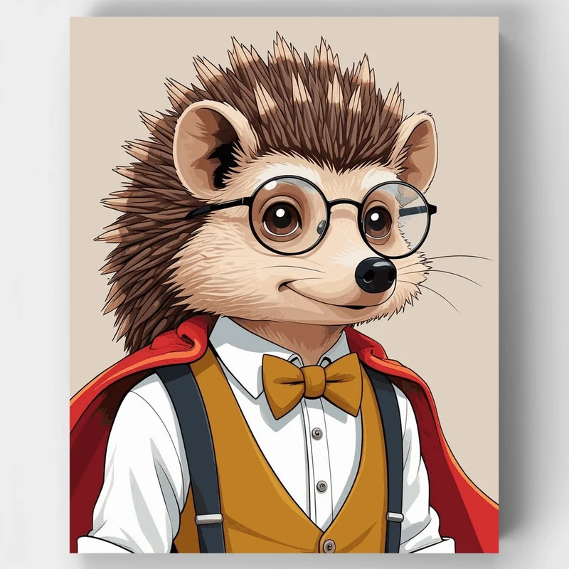 Sophisticated Hedgehog in Glasses - Paint by Numbers Kit