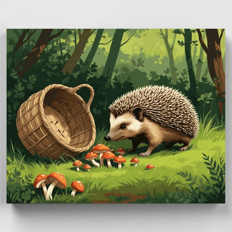 Hedgehog in Enchanted Forest - Paint by Numbers Kit