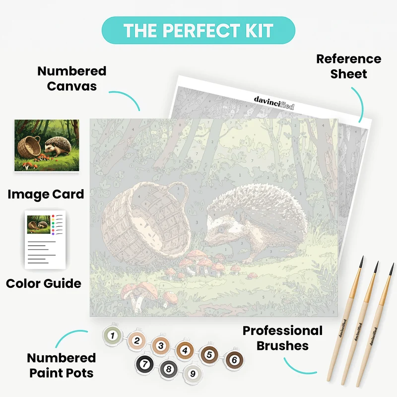 Hedgehog in Enchanted Forest - Paint by Numbers Kit