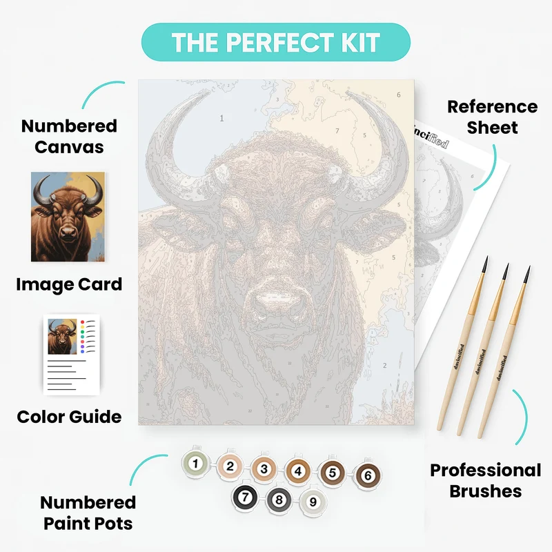 Regal Brown Buffalo Portrait - Paint by Numbers Kit