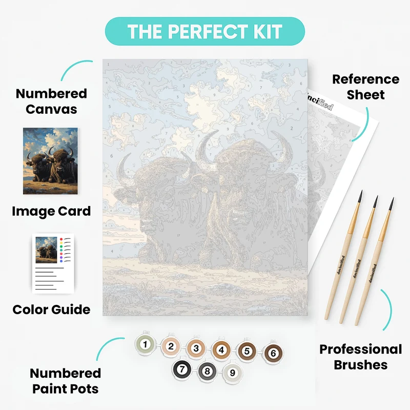 Resting Buffalos - Paint by Numbers Kit