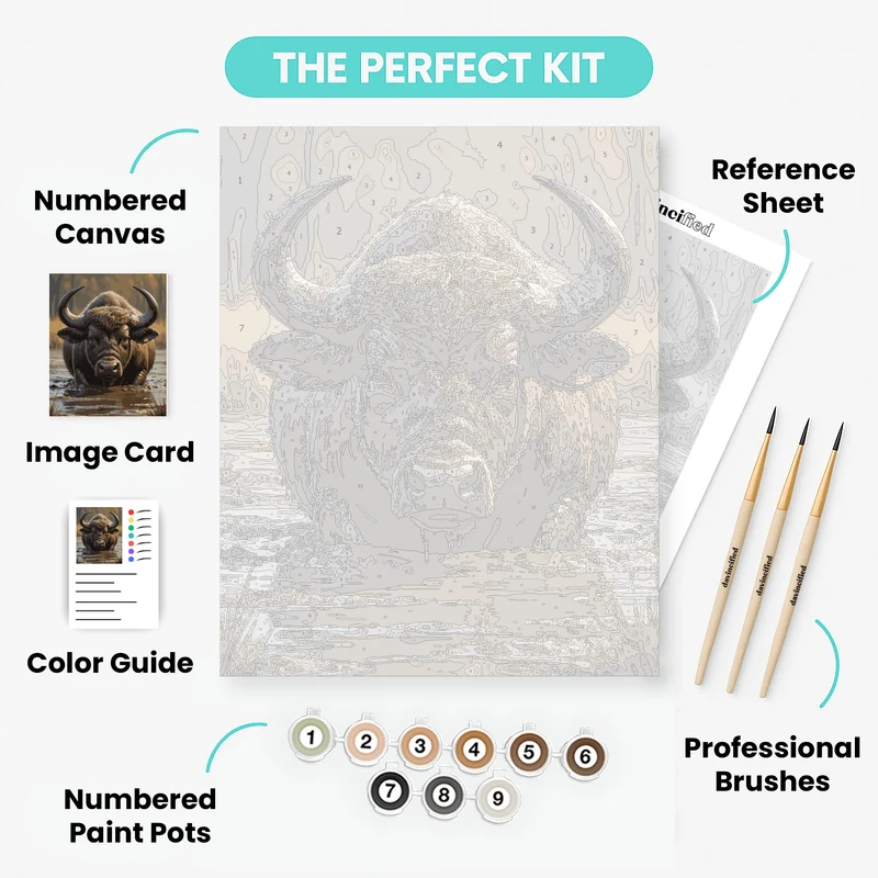Majestic Buffalo in Water - Paint by Numbers Kit