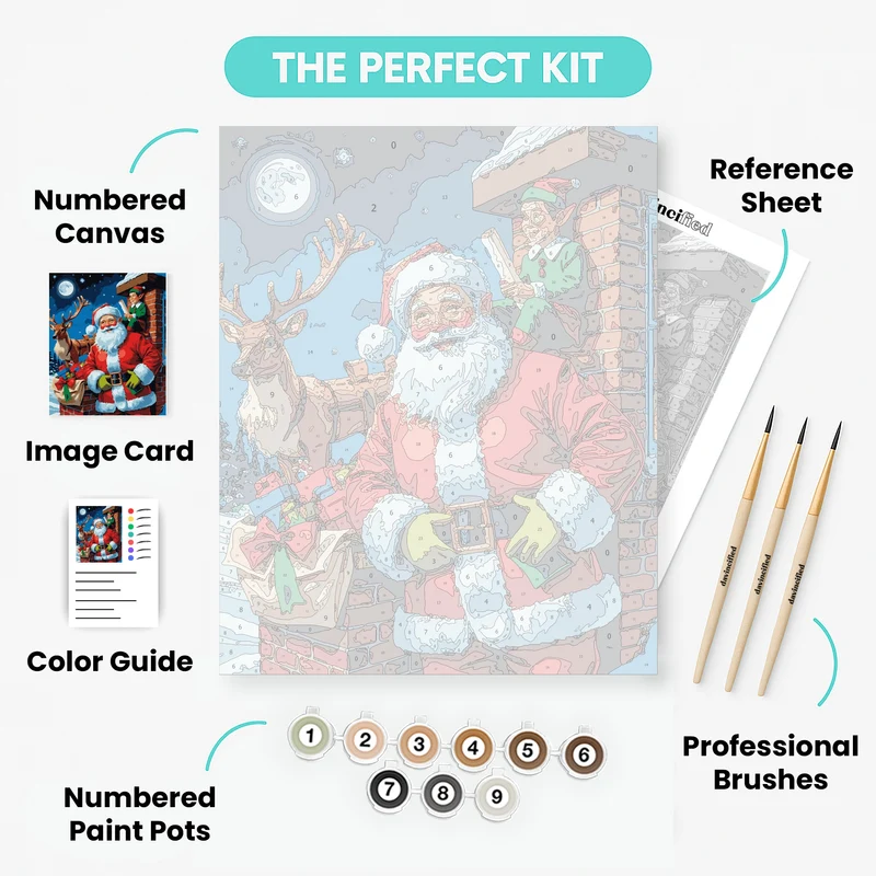 Santa's Rooftop Visit - Paint by Numbers Kit