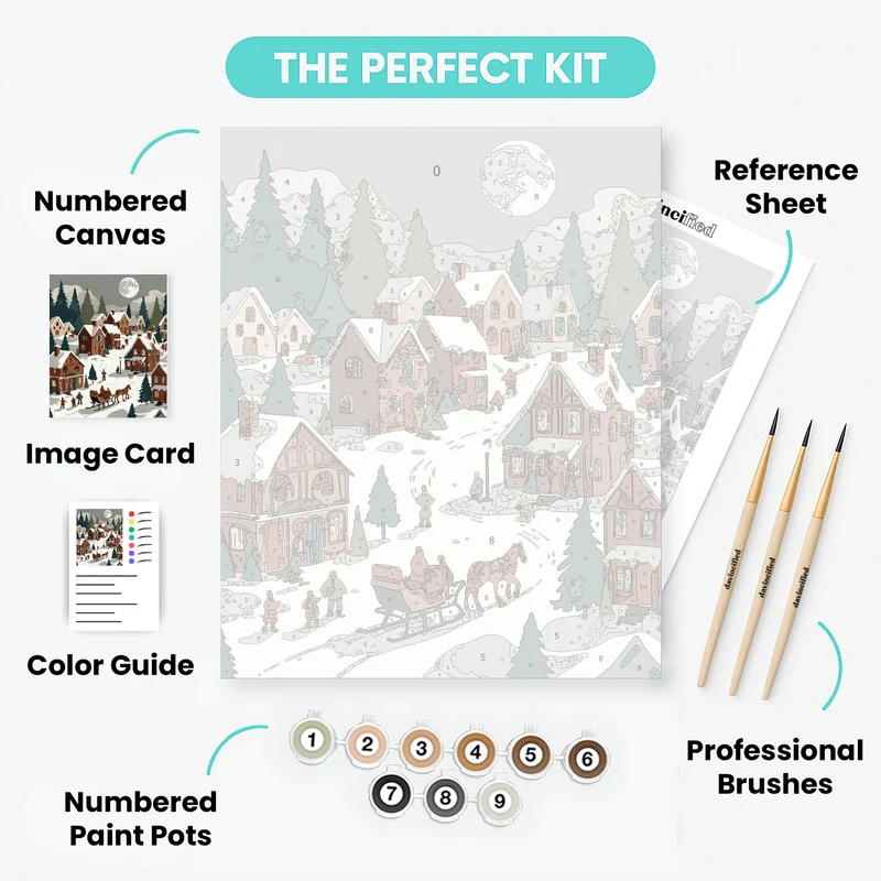 Moonlit Christmas Village - Paint by Numbers Kit
