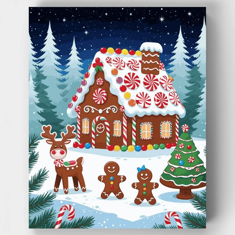 Gingerbread House Christmas - Paint by Numbers Kit