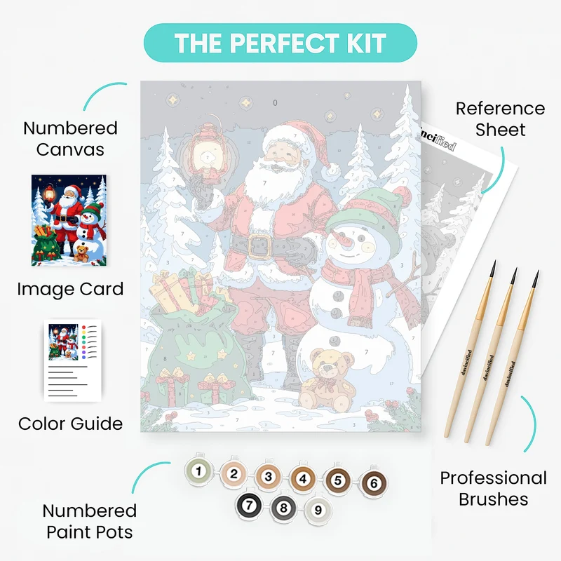 Santa Claus with Snowman - Paint by Numbers Kit