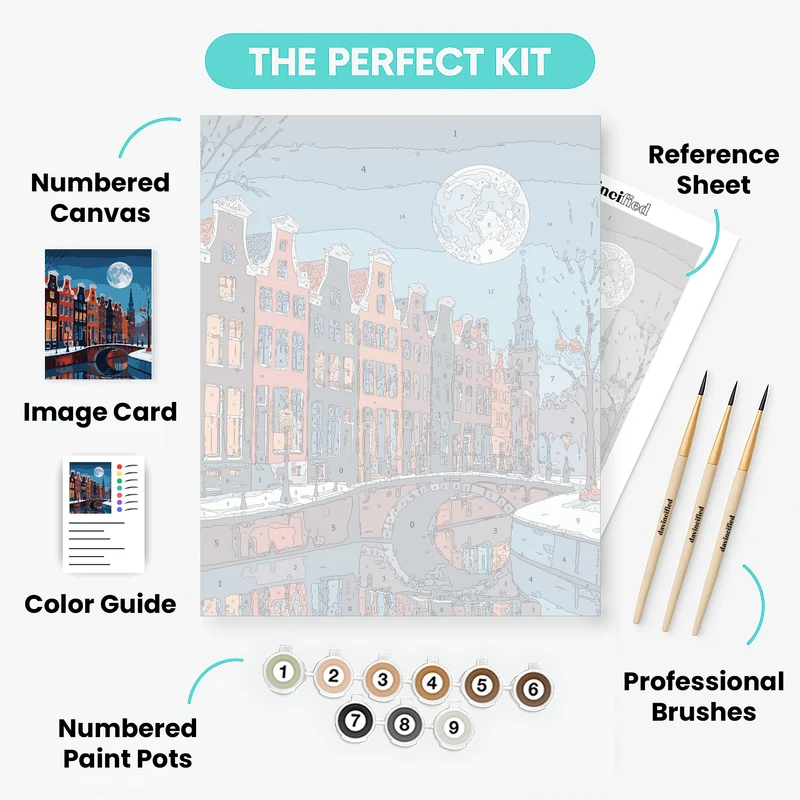 Amsterdam Canal by Moonlight - Paint by Numbers Kit