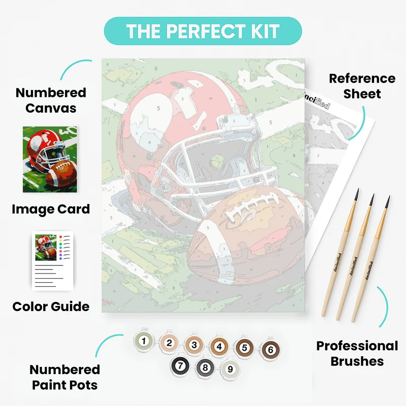 American Football Helmet and Ball - Paint by Numbers Kit