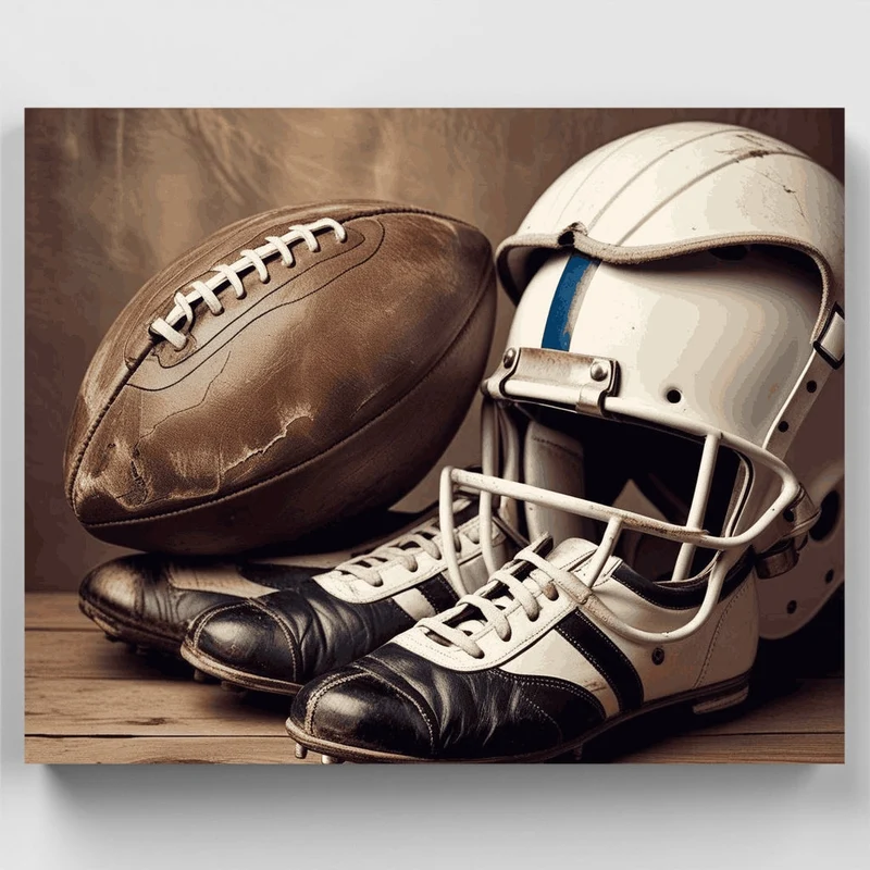 Vintage Football Equipment - Paint by Numbers Kit