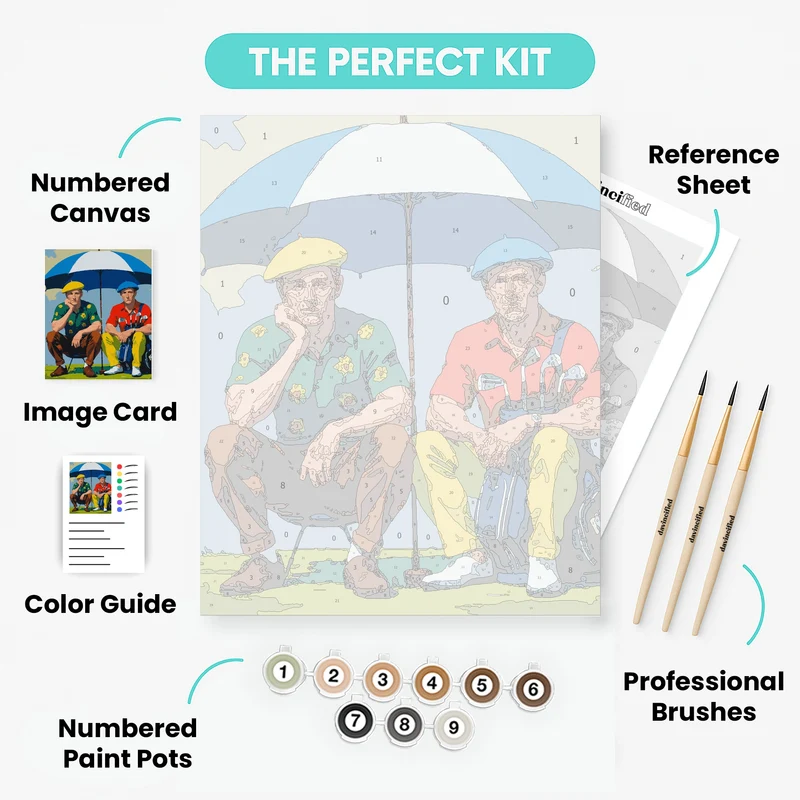 Golfers Under Umbrella - Paint by Numbers Kit