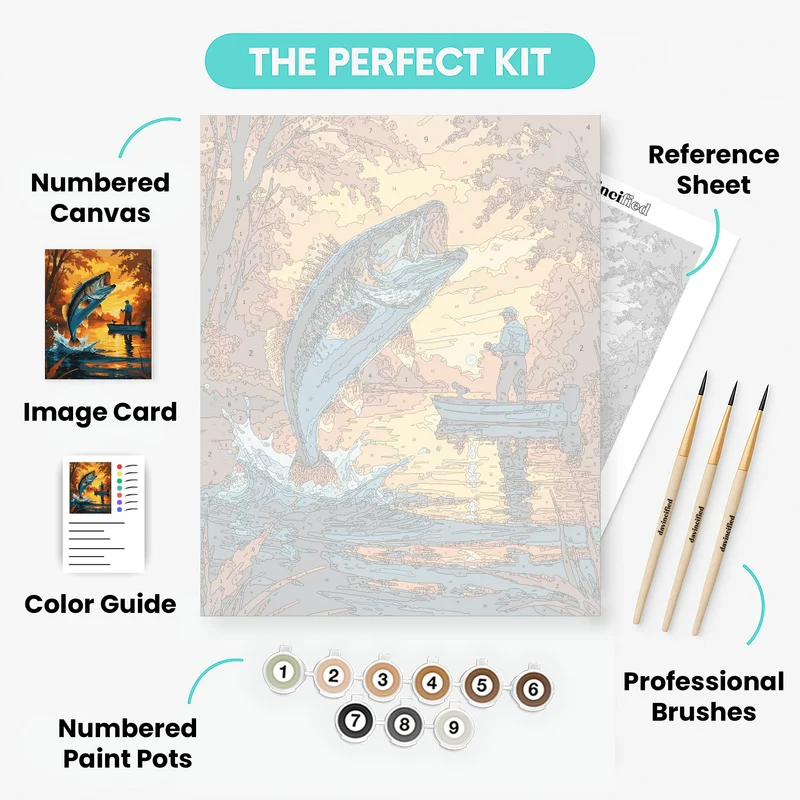 Bass Fishing at Sunset - Paint by Numbers Kit