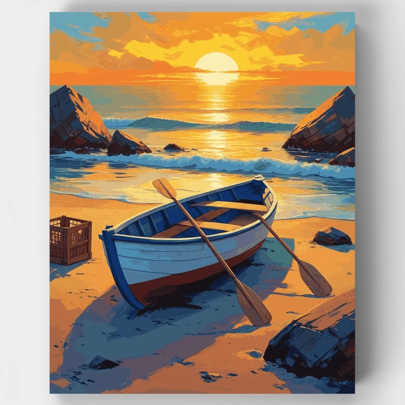 Sunset Fishing Boat - Paint by Numbers Kit