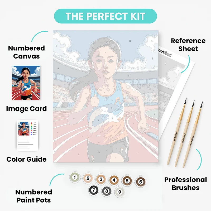 Young Athlete Running Track - Paint by Numbers Kit
