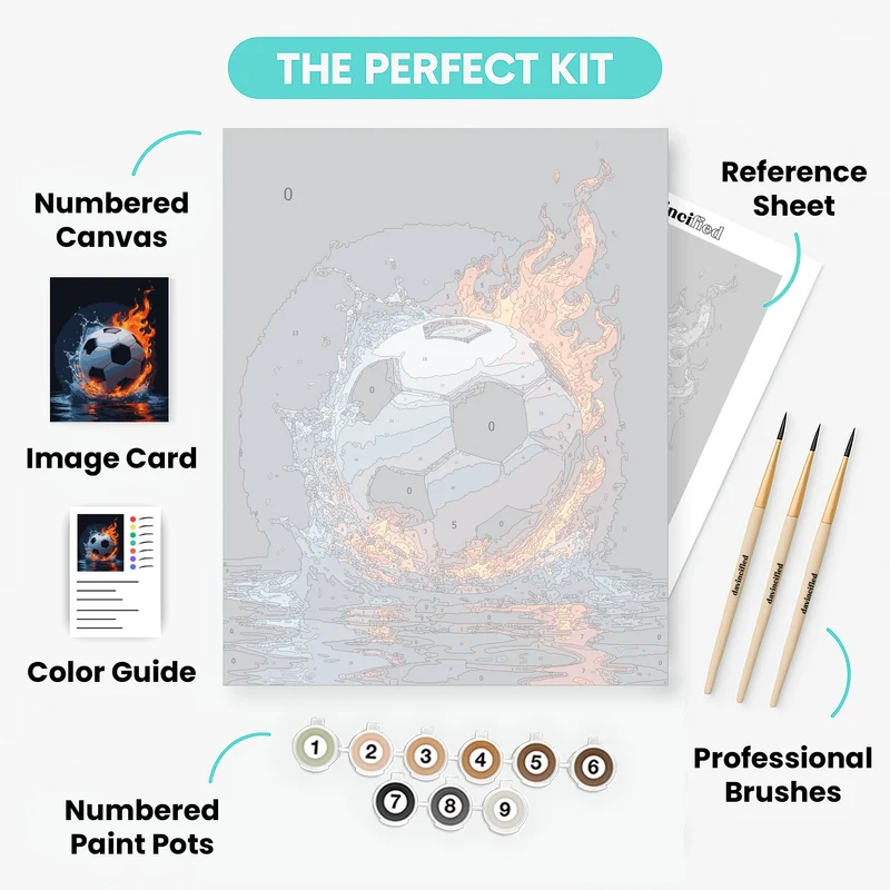 Fire and Water Soccer Ball - Paint by Numbers Kit