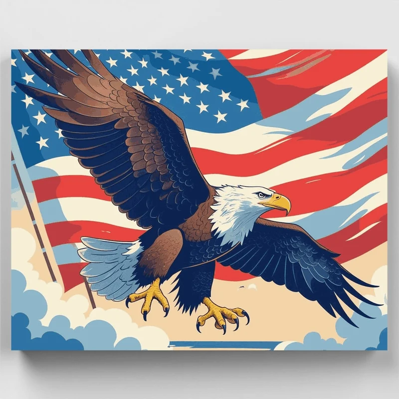American Eagle with Flag - Paint by Numbers Kit