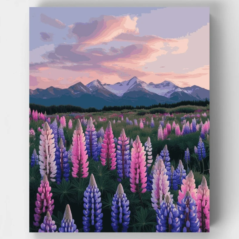 Mountain Lupine Field - Paint by Numbers Kit