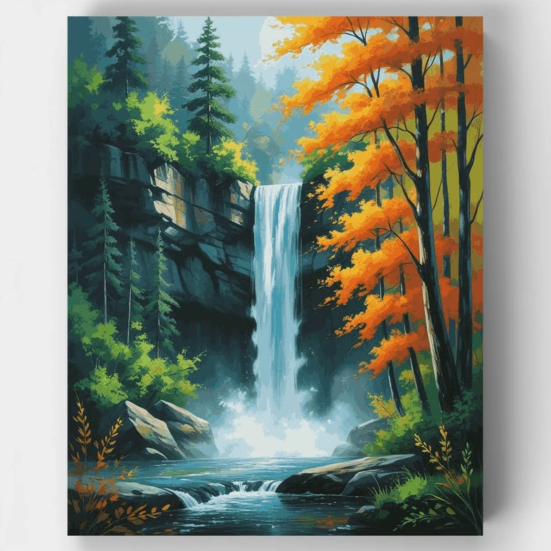 Autumn Waterfall - Paint by Numbers Kit