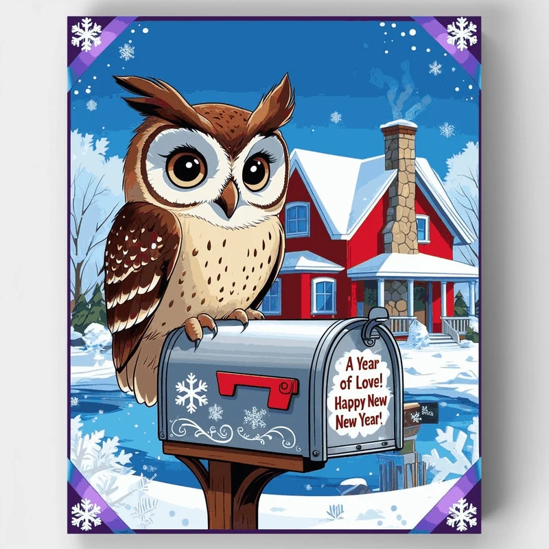 Winter Owl Mailbox - Paint by Numbers Kit