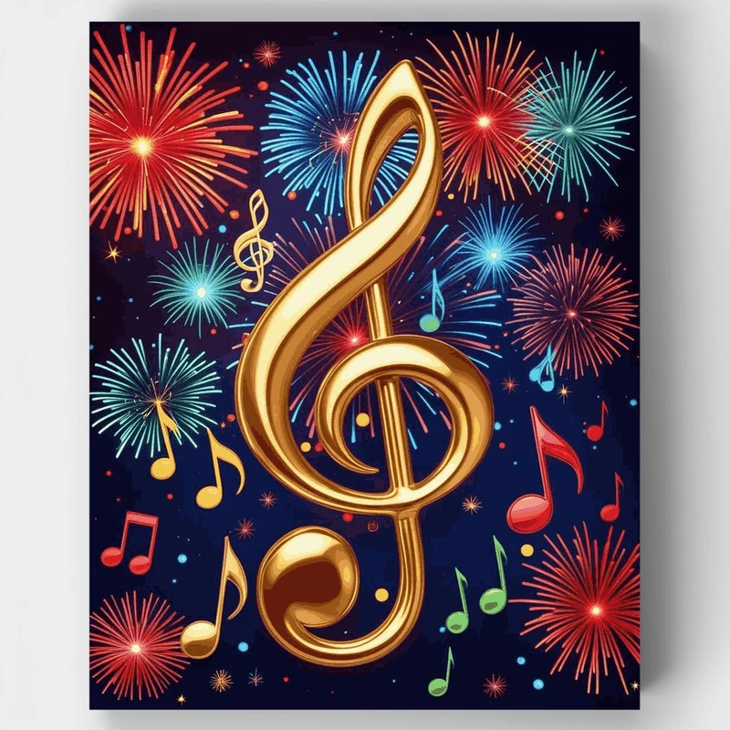 Musical Celebration with Fireworks - Paint by Numbers Kit