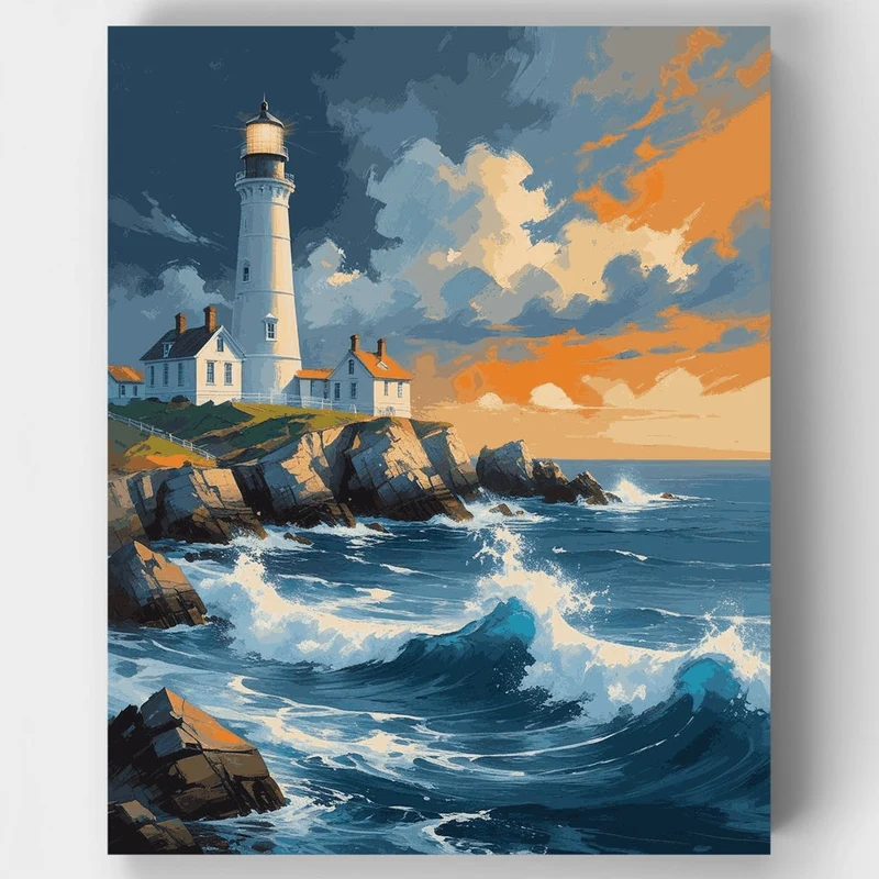 Lighthouse at Sunset - Paint by Numbers Kit