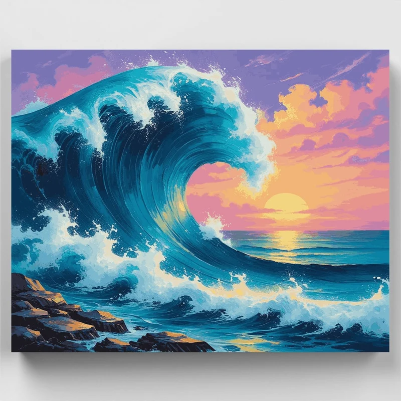 Ocean Wave at Sunset - Paint by Numbers Kit