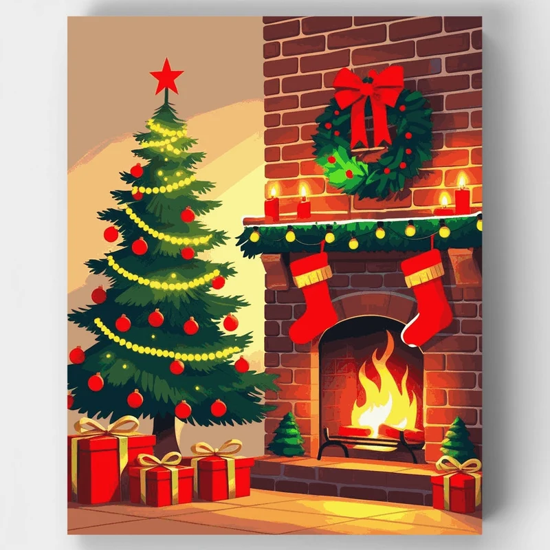 Cozy Christmas Eve Scene - Paint by Numbers Kit