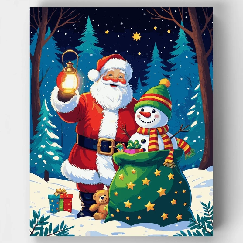 Santa and Snowman - Paint by Numbers Kit