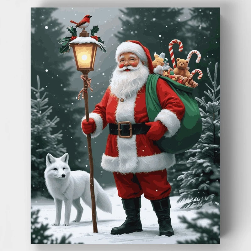 Santa Claus in Winter Forest - Paint by Numbers Kit
