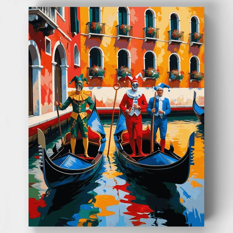 Venice Carnival Gondoliers - Paint by Numbers Kit