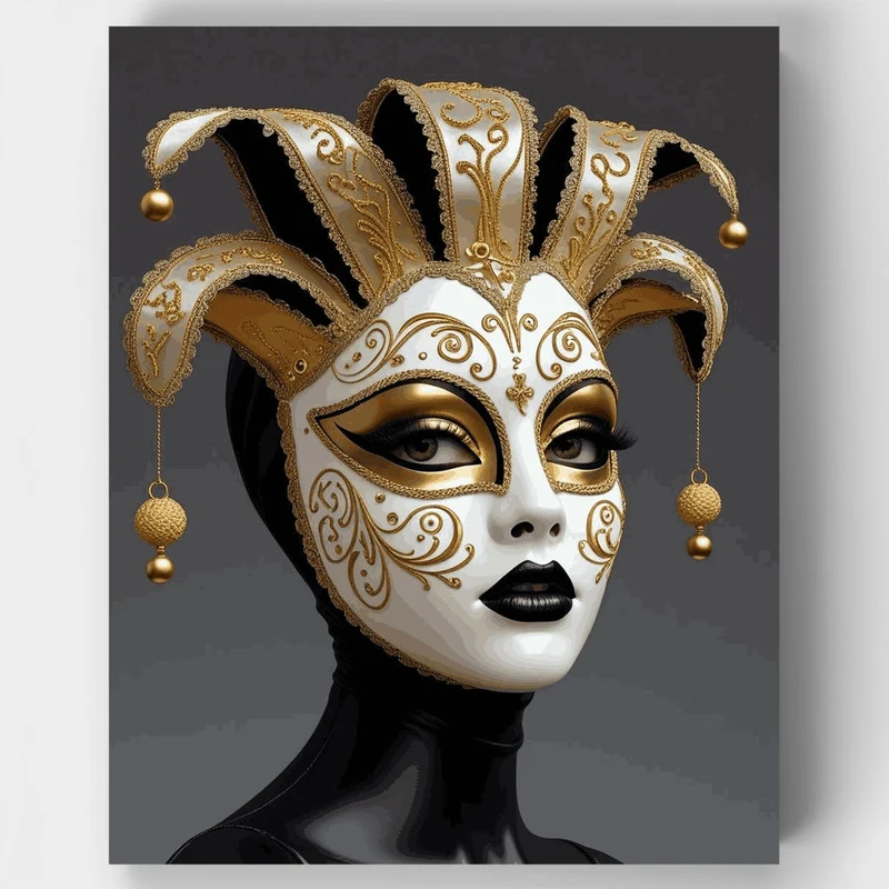 Ornate Venetian Jester Mask - Paint by Numbers Kit