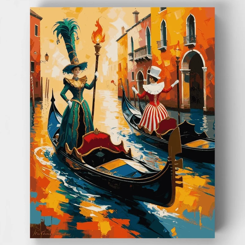 Venice Carnival Gondola Celebration - Paint by Numbers Kit