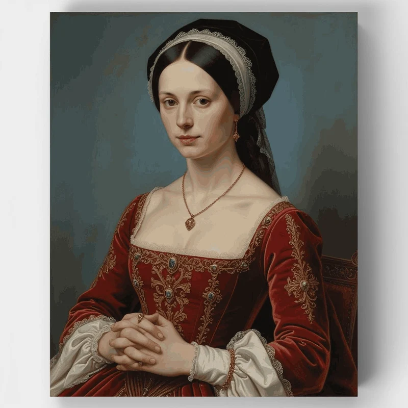Renaissance Lady in Red Velvet - Paint by Numbers Kit