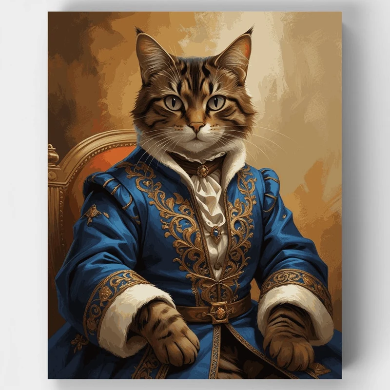 Royal Maine Coon Cat Portrait - Paint by Numbers Kit