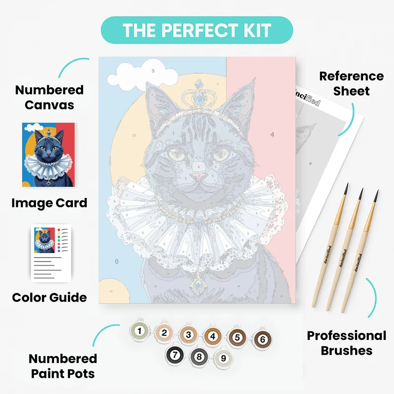 Royal Cat with Crown - Paint by Numbers Kit