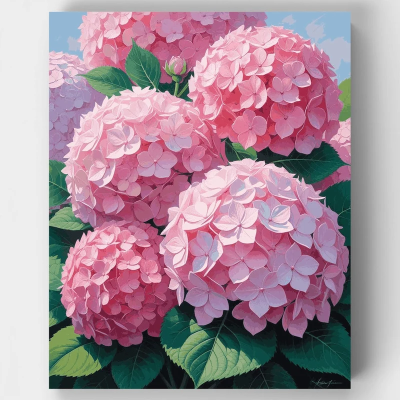 Pink Hydrangea Blossoms - Paint by Numbers Kit