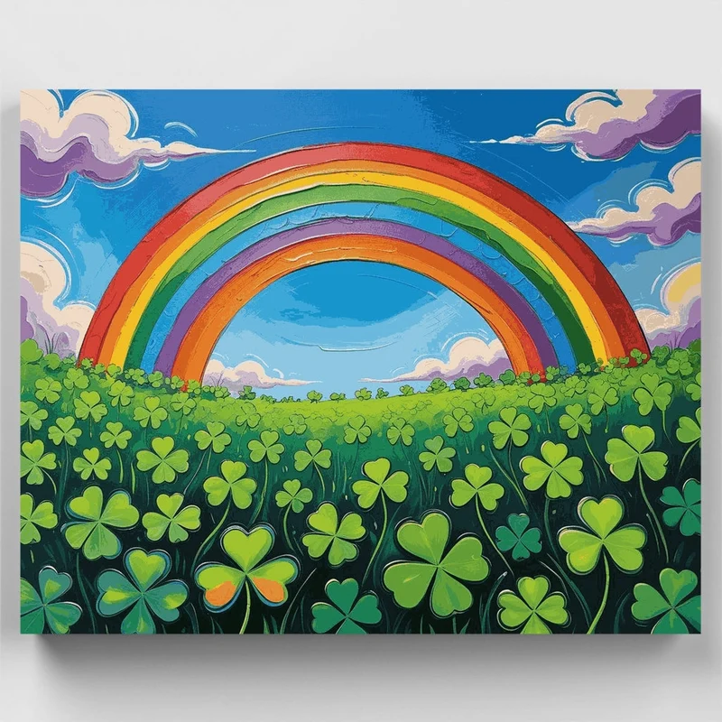 Rainbow Over Clover Field - Paint by Numbers Kit