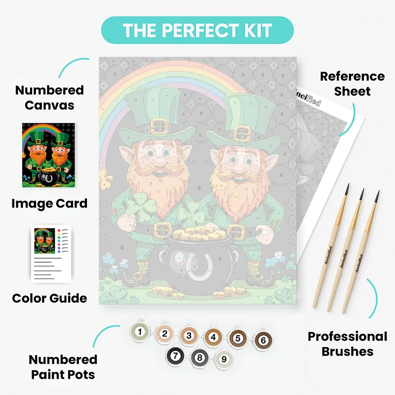 Leprechauns with Pot of Gold - Paint by Numbers Kit